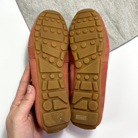 Aquatalia Size 7 Pink Suede Driving Loafers Tassle‎ Italy Dustbag Weatherproof - Picture 9 of 14